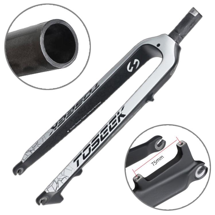 TOSEEK Ultra Light 29 Inch 435mm Mountain Bike Full Carbon Front Fork Straight Head Tube Disc Brake(White) - Outdoor & Sports by buy2fix | Online Shopping UK | buy2fix