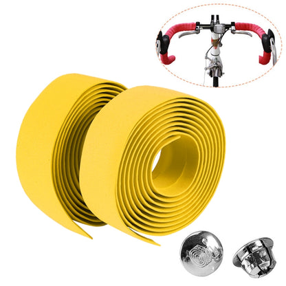 1 Pair TOSEEK New Cycling Road Bike Sports Bicycle Cork Handlebar Tape Wrap + 2 Bar Plug(Yellow) - Outdoor & Sports by TOSEEK | Online Shopping UK | buy2fix