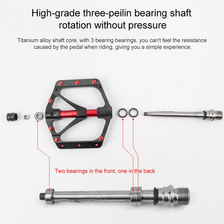 PROMEND PD-M82-TI 1 Pair Mountain Bicycle Titanium Alloy Shaft 3-Bearings Wide Pedals (Silver) - Outdoor & Sports by PROMEND | Online Shopping UK | buy2fix