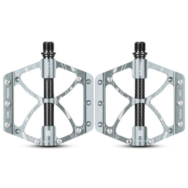 PROMEND PD-M52C 1 Pair Bicycle Aluminum Alloy + Carbon Fiber Tube Bearing Pedals (Titanium Color) - Outdoor & Sports by PROMEND | Online Shopping UK | buy2fix