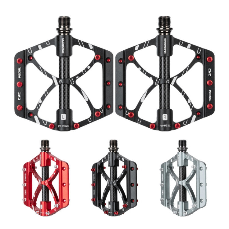 PROMEND PD-M52C 1 Pair Bicycle Aluminum Alloy + Carbon Fiber Tube Bearing Pedals (Titanium Color) - Outdoor & Sports by PROMEND | Online Shopping UK | buy2fix