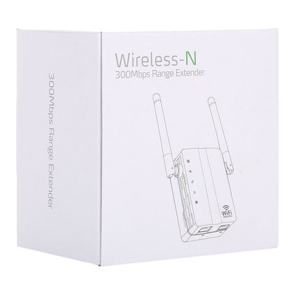 300Mbps Wireless-N Range Extender WiFi Repeater Signal Booster Network Router with 2 External Antenna, EU Plug(White) - Broadband Amplifiers by buy2fix | Online Shopping UK | buy2fix