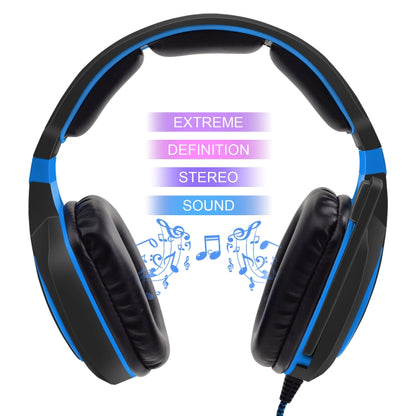 SADES AH-28 3.5mm Plug Wire-controlled Noise Reduction E-sports Gaming Headset with Retractable Microphone, Cable Length: 2m(Black Blue) - Multimedia Headset by SADES | Online Shopping UK | buy2fix