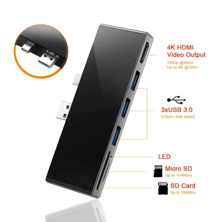 Rocketek SH768 6 in 1 USB 3.0 / HDMI / SD / TF HUB Adapter for Surface Pro 4 - USB 3.0 HUB by ROCKETEK | Online Shopping UK | buy2fix
