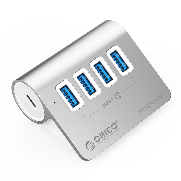 ORICO M3U4 Aluminum Alloy 4-Port USB 3.2 Gen1 5Gbps HUB (Silver) - USB 3.0 HUB by ORICO | Online Shopping UK | buy2fix