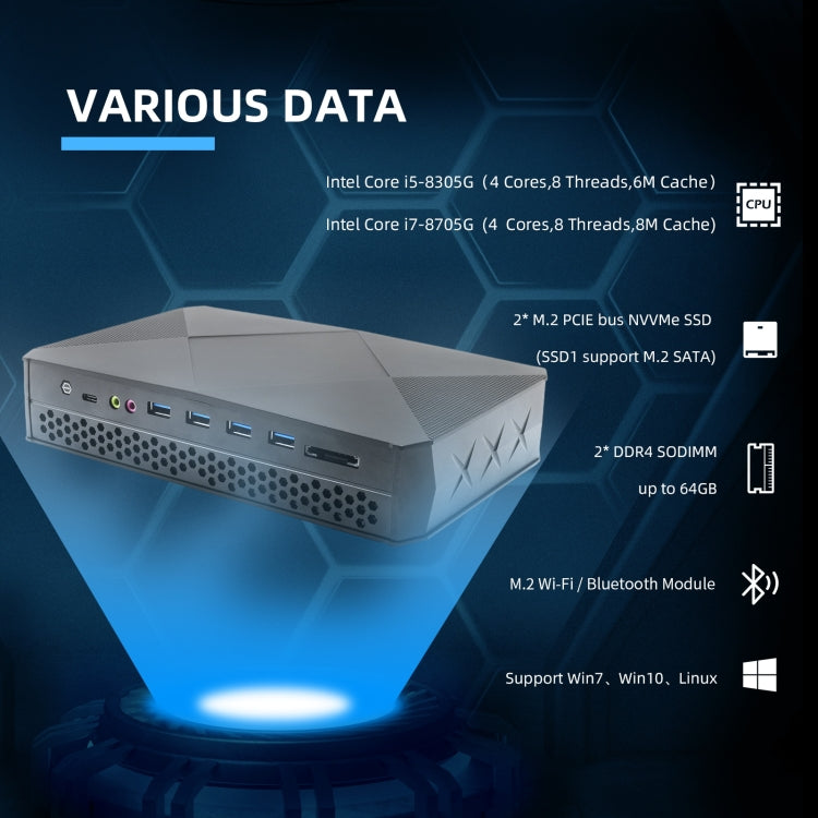 HYSTOU F9 Windows 10 / Linux System Gaming Mini PC, Intel Core i7-8809G 4 Core 8M Cache up to 4.20GHz, 16GB RAM+ 512GB SSD, US Plug - Windows Mini PCs by HYSTOU | Online Shopping UK | buy2fix