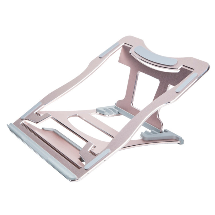 Aluminum Alloy Cooling Holder Desktop Portable Simple Laptop Bracket, Six-stage Support, Size: 21x26cm (Rose Gold) - Laptop Stand by buy2fix | Online Shopping UK | buy2fix