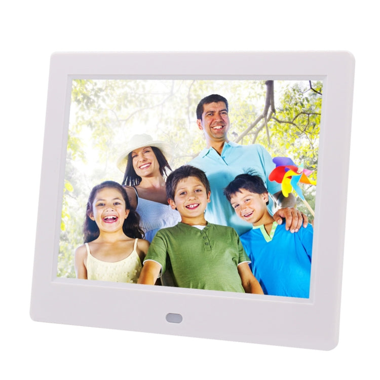 AC 100-240V 8 inch TFT Screen Digital Photo Frame with Holder & Remote Control, Support USB / SD Card Input (White) - Consumer Electronics by buy2fix | Online Shopping UK | buy2fix