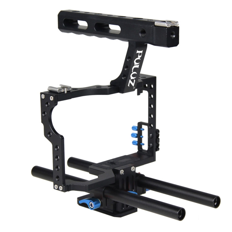 PULUZ Camera Cage Handle Stabilizer for Sony A7 & A7S & A7R, A7 II & A7R II & A7S II, A7R III & A7S III, A7R IV, A6000, A6500, A6300, Panasonic Lumix DMC-GH4(Blue) - Camera Accessories by PULUZ | Online Shopping UK | buy2fix