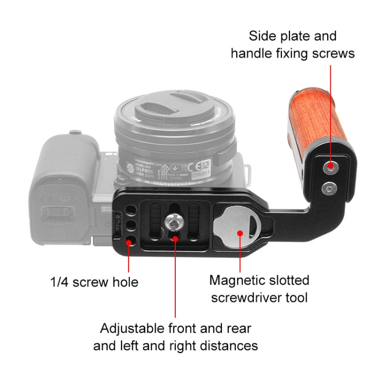 PULUZ Wooden Left Side Handle Vertical Shoot Quick Release L Plate - L-Bracket by PULUZ | Online Shopping UK | buy2fix