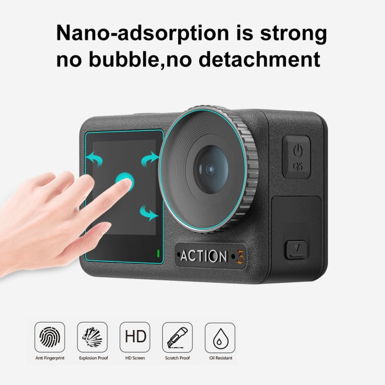 For DJI Osmo Action 3 PULUZ 3-in-1 Lens Front and Back Screen Tempered Glass Explosion-proof Film - DJI & GoPro Accessories by PULUZ | Online Shopping UK | buy2fix