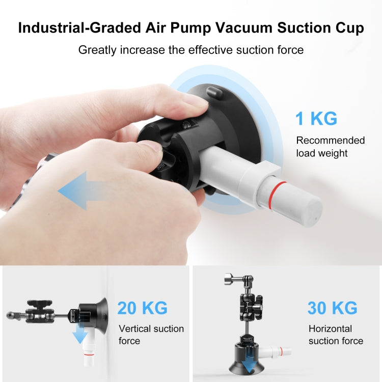 PULUZ 3 inch Car Single Pump Suction Cup Aluminum Alloy Mount (Black) - Holder by PULUZ | Online Shopping UK | buy2fix