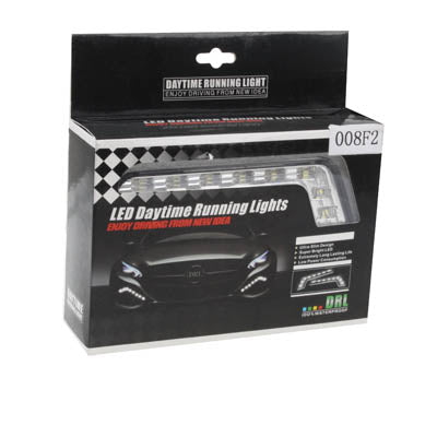 Universal White 8 LED Daytime Running Light for Car (Black) - In Car by buy2fix | Online Shopping UK | buy2fix