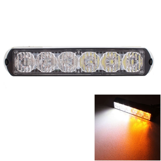 18W 1080LM 6-LED White + Yellow Light Wired Car Flashing Warning Signal Lamp, DC 12-24V, Wire Length: 90cm - In Car by buy2fix | Online Shopping UK | buy2fix