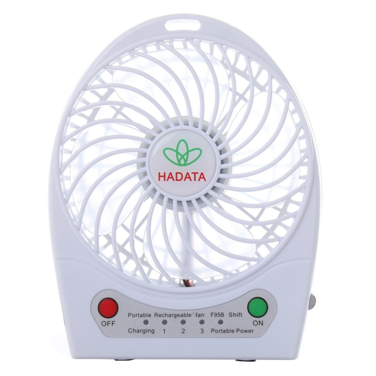 Hadata 4.3 inch Portable USB / Li-ion Battery Powered Rechargeable Fan with Third Wind Gear Adjustment & Clip(White) - Consumer Electronics by buy2fix | Online Shopping UK | buy2fix