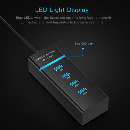 30cm USB-C / Type-C 3.1 Male to 4-Port USB 3.0 Adapter Hub, For Galaxy S8 & S8 + / LG G6 / Huawei P10 & P10 Plus / Xiaomi Mi 6 & Max 2 and other Smartphones(Black) - Computer & Networking by buy2fix | Online Shopping UK | buy2fix