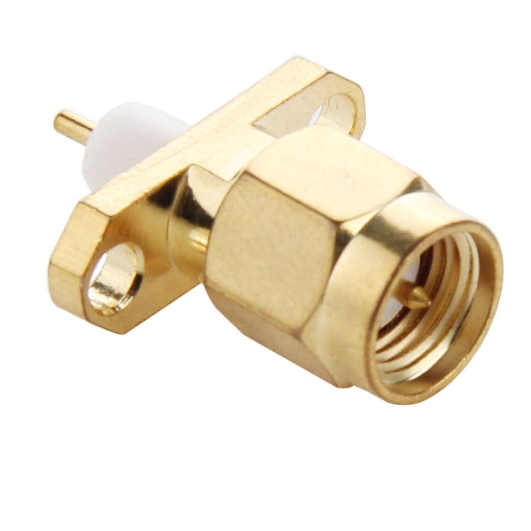 10 PCS Gold Plated SMA Male 2 Holes Panel Mount Short Dielectric Solder Connector Adapter - Connectors by buy2fix | Online Shopping UK | buy2fix