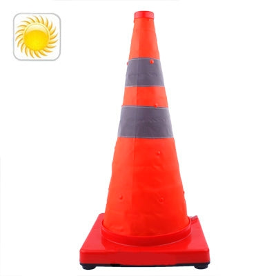3-LED Solar Lift Traffic Safety Warning Road Cones, Height: 56cm - In Car by buy2fix | Online Shopping UK | buy2fix