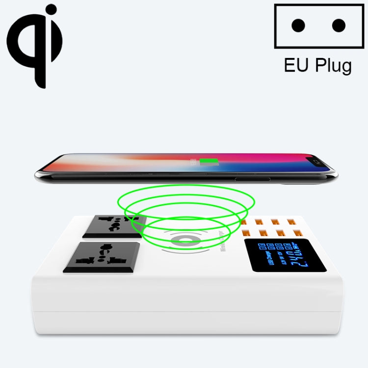 YC-CDA10W 10W Multi Port USB Intelligent Digital Display Fast Charging Wireless Charger, EU Plug - Multifunction Charger by buy2fix | Online Shopping UK | buy2fix