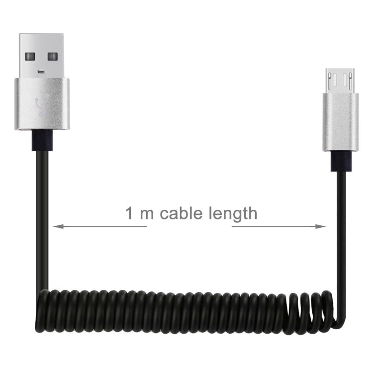 30cm to 100cm High Speed Spring Style Micro USB to USB 2.0 Flexible Elastic Spring Coiled Cable USB Data Sync Cable , For Galaxy, Huawei, Xiaomi, LG, HTC, Sony and Other Smart Phones(Silver) - Micro USB Cable by buy2fix | Online Shopping UK | buy2fix