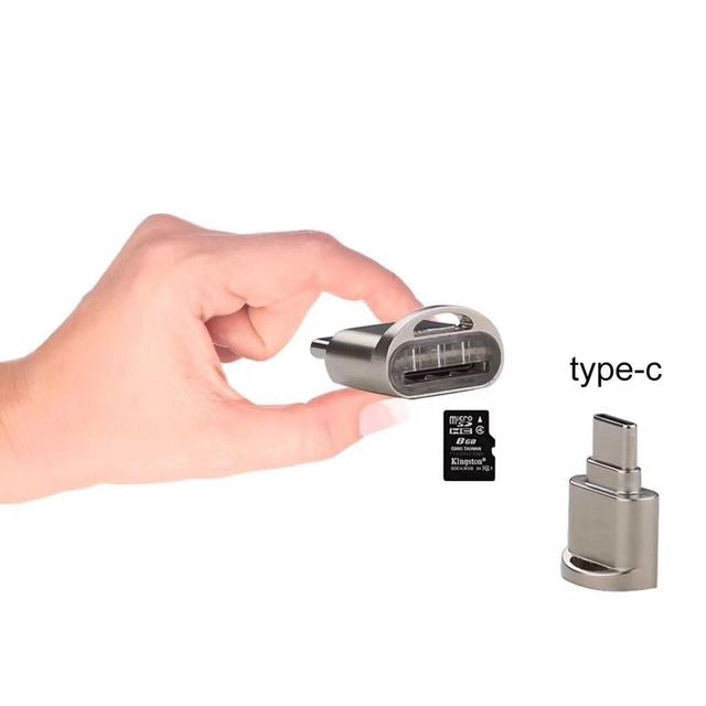 TF Card to USB-C / Type-C Male Aluminum Alloy OTG Adapter with Keychain(Silver) - OTG Adapter by buy2fix | Online Shopping UK | buy2fix