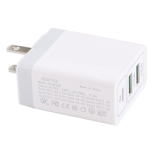 3A Max Output USB-PD + Dual QC3.0 USB Ports Travel Fast Charger, US Plug - USB Charger by buy2fix | Online Shopping UK | buy2fix