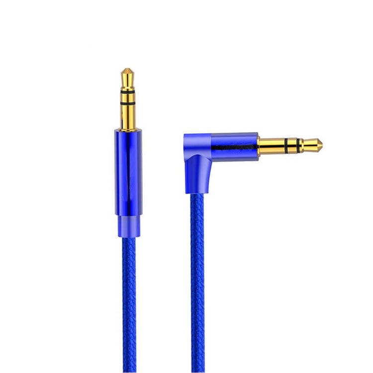 AV01 3.5mm Male to Male Elbow Audio Cable, Length: 50cm(Blue) - Aux Cable by buy2fix | Online Shopping UK | buy2fix