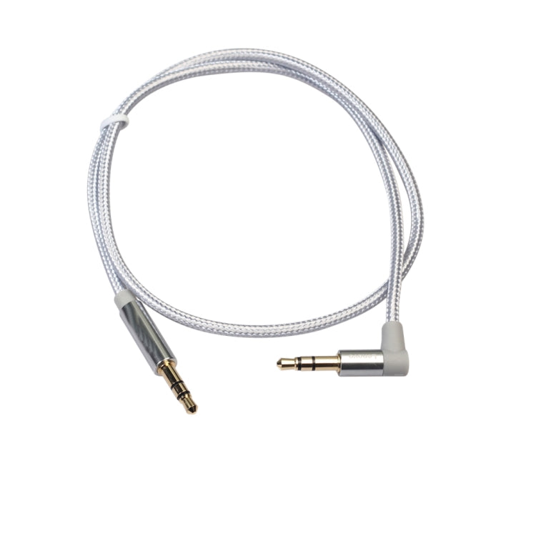 AV01 3.5mm Male to Male Elbow Audio Cable, Length: 50cm(Silver Grey) - Aux Cable by buy2fix | Online Shopping UK | buy2fix