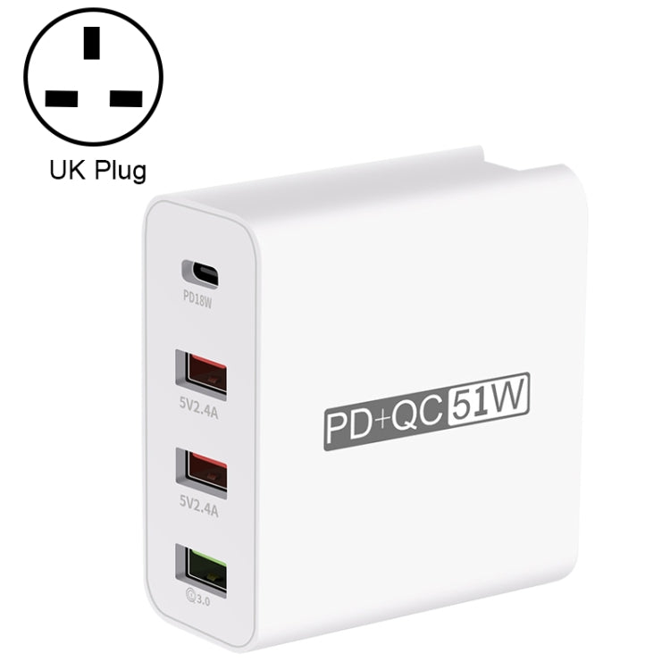 WLX-A6 4 Ports Quick Charging USB Travel Charger Power Adapter, UK Plug - USB Charger by buy2fix | Online Shopping UK | buy2fix