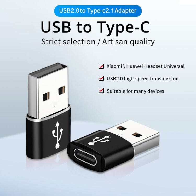 USB-C / Type-C Female to USB 2.0 Male Aluminum Alloy Adapter, Support Charging & Transmission(Black) - Type-C Adapter by buy2fix | Online Shopping UK | buy2fix