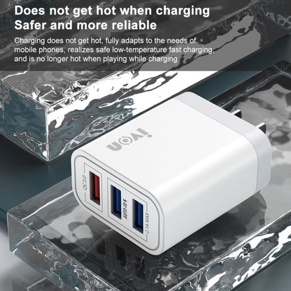 IVON AD37 5A QC 3.0 Three USB Port Travel Charger, US Plug - USB Charger by IVON | Online Shopping UK | buy2fix