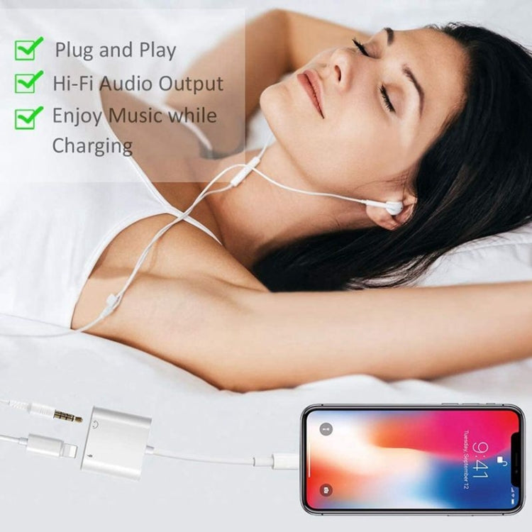 ZS-KL21804 2 in 1 8 Pin to 3.5mm Audio + 8 Pin Charging Interface, Earphone Adapter, Suitable for All IOS Systems - Earphone Adapter by buy2fix | Online Shopping UK | buy2fix