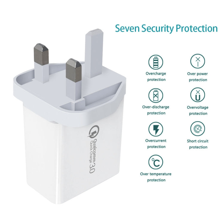 SDC-30W 2 in 1 USB to USB-C / Type-C Data Cable + 30W QC 3.0 USB + 2.4A Dual USB 2.0 Ports Mobile Phone Tablet PC Universal Quick Charger Travel Charger Set, UK Plug - Mobile Accessories by buy2fix | Online Shopping UK | buy2fix