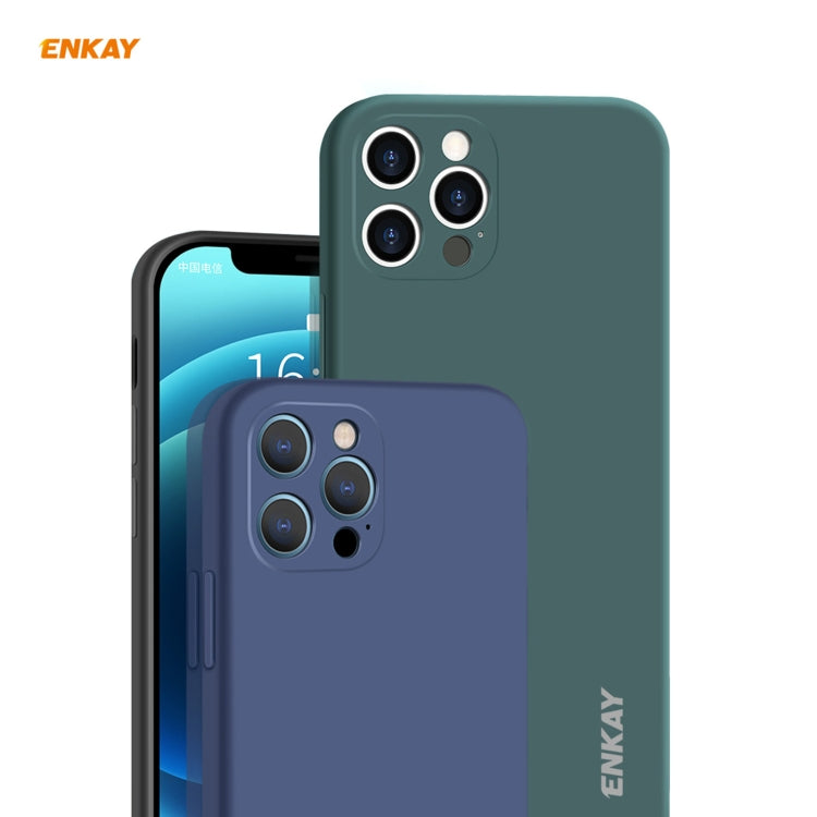 For iPhone 12 Pro Hat-Prince ENKAY ENK-PC069 Liquid Silicone Straight Edge Shockproof Protective Case(Navy Blue) - iPhone 12 / 12 Pro Cases by ENKAY | Online Shopping UK | buy2fix