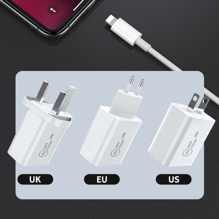 SDC-20W 2 in 1 PD 20W USB-C / Type-C Travel Charger + 3A PD3.0 USB-C / Type-C to 8 Pin Fast Charge Data Cable Set, Cable Length: 1m, US Plug - Mobile Accessories by buy2fix | Online Shopping UK | buy2fix