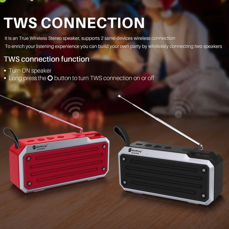 NewRixing NR4018FM TWS Portable Stereo Bluetooth Speaker, Support TF Card / FM / 3.5mm AUX / U Disk / Hands-free Call(Red) - Mini Speaker by New Rixing | Online Shopping UK | buy2fix