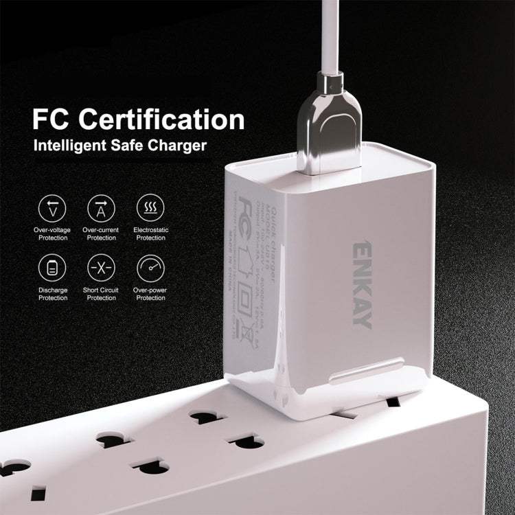 ENKAY Hat-Prince U033 18W 3A PD+QC 3.0 Fast Charging Travel Charger Power Adapter, US Plug - USB Charger by ENKAY | Online Shopping UK | buy2fix