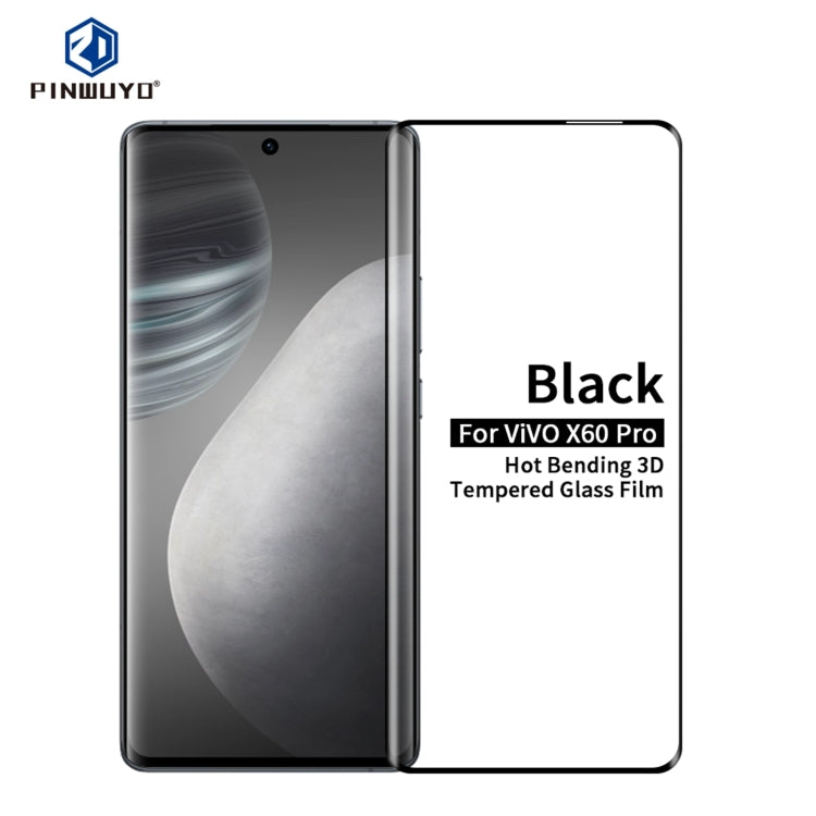 For vivo X60 Pro PINWUYO 9H 3D Hot Bending Tempered Glass Film(Black) - vivo Tempered Glass by PINWUYO | Online Shopping UK | buy2fix