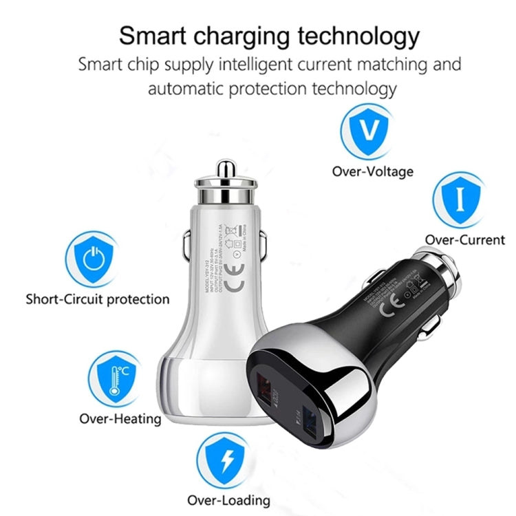 YSY-312 18W Portable QC3.0 Dual USB Mobile Phones and Tablet PCs Universal Car Charger(White) - Car Charger by buy2fix | Online Shopping UK | buy2fix