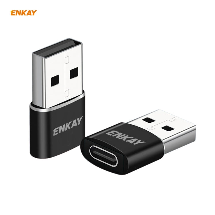 ENKAY ENK-AT105 USB Male to USB-C / Type-C Female Aluminium Alloy Adapter Converter, Support Quick Charging & Data Transmission(Black) - Mobile Accessories by ENKAY | Online Shopping UK | buy2fix