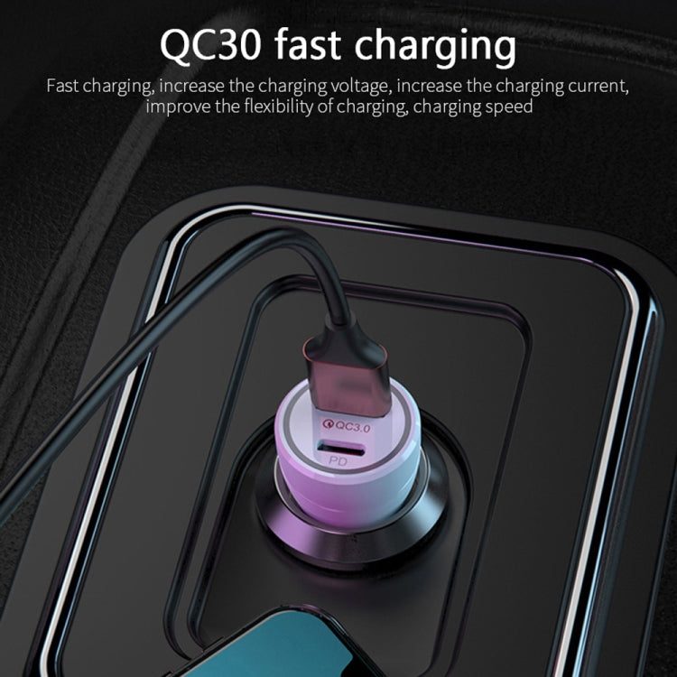 P21 Portable PD 20W + QC 3.0 18W Dual Ports Fast Car Charger(White) - Car Charger by buy2fix | Online Shopping UK | buy2fix