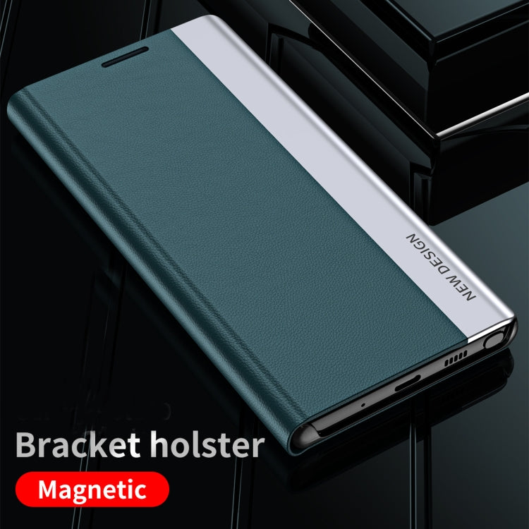 For Samsung Galaxy Note20 Ultra Side Electroplated Magnetic Ultra-Thin Horizontal Flip Leather Case with Holder(Green) - Galaxy Note20 Ultra Cases by buy2fix | Online Shopping UK | buy2fix