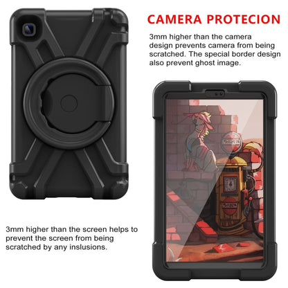 For Galaxy Tab A7 Lite T220/T225 PC + Silicone Shockproof Combination Case with 360 Degree Rotating Holder & Handle(Black+Black) - Tab A7 Lite T220 / T225 by buy2fix | Online Shopping UK | buy2fix