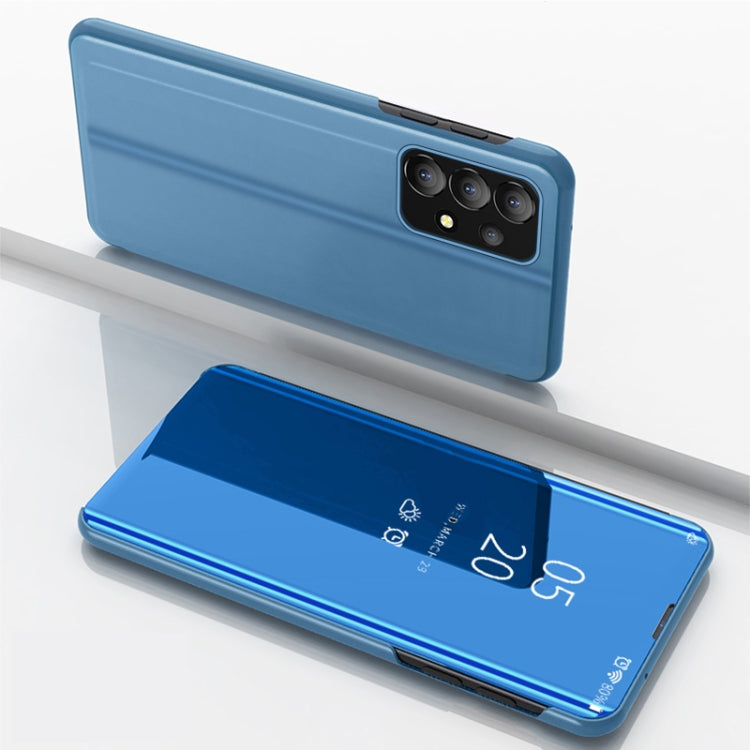 For Samsung Galaxy A53 5G Plated Mirror Flip Leather Case with Holder(Blue) - Samsung Accessories by buy2fix | Online Shopping UK | buy2fix