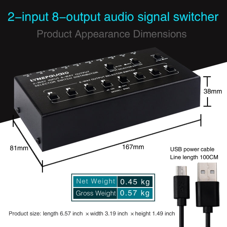 2 In 8 Out RCA Audio Frequency Signal Select Switch Distributor - Consumer Electronics by buy2fix | Online Shopping UK | buy2fix