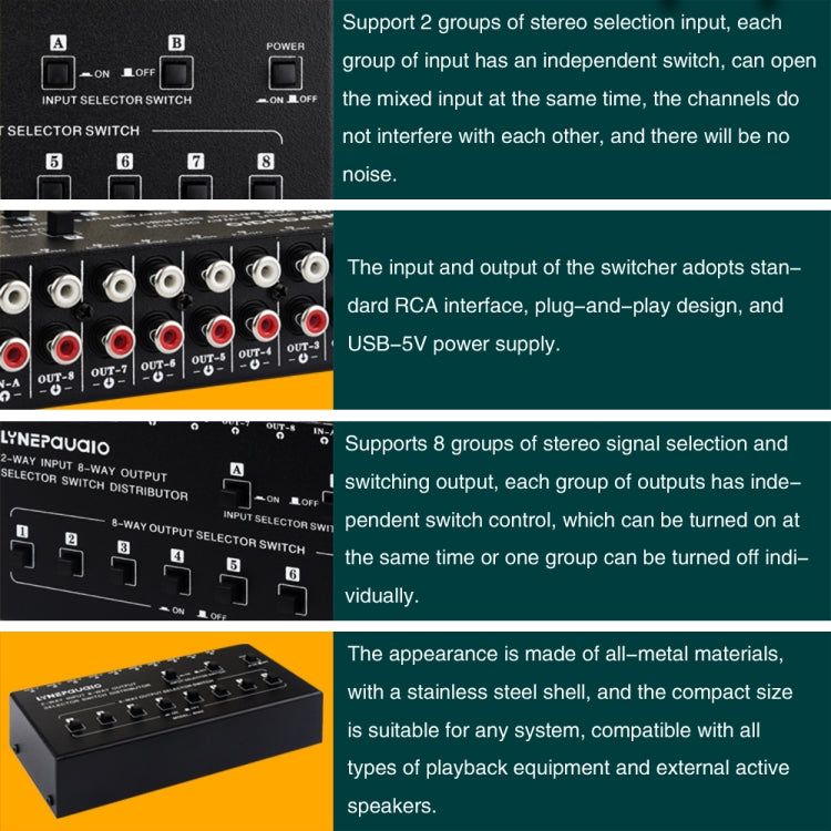 2 In 8 Out RCA Audio Frequency Signal Select Switch Distributor - Consumer Electronics by buy2fix | Online Shopping UK | buy2fix