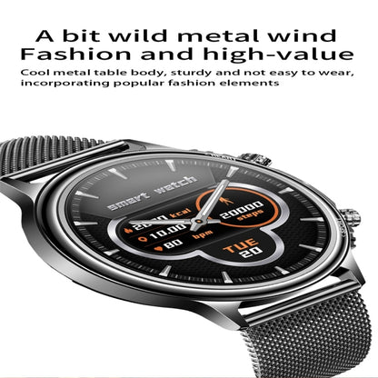 CF85 1.32 inch Steel Watchband Color Screen Smart Watch(Black) - Smart Wear by buy2fix | Online Shopping UK | buy2fix