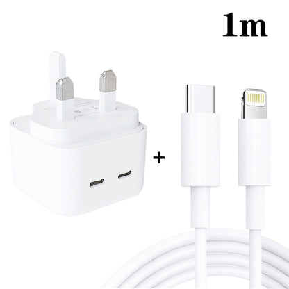 SDC-40W Dual PD USB-C / Type-C Ports Charger with 1m Type-C to 8 Pin Data Cable, UK Plug - Apple Accessories by buy2fix | Online Shopping UK | buy2fix