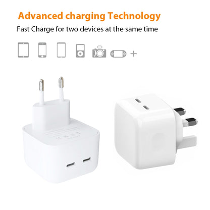 SDC-40W Dual PD USB-C / Type-C Ports Charger with 2m Type-C to Type-C Data Cable, EU Plug - Mobile Accessories by buy2fix | Online Shopping UK | buy2fix