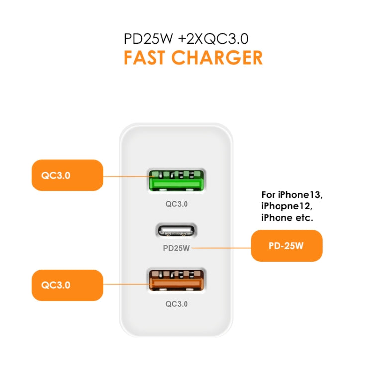 45W PD3.0 + 2 x QC3.0 USB Multi Port Quick Charger, UK Plug(White) - Apple Accessories by buy2fix | Online Shopping UK | buy2fix